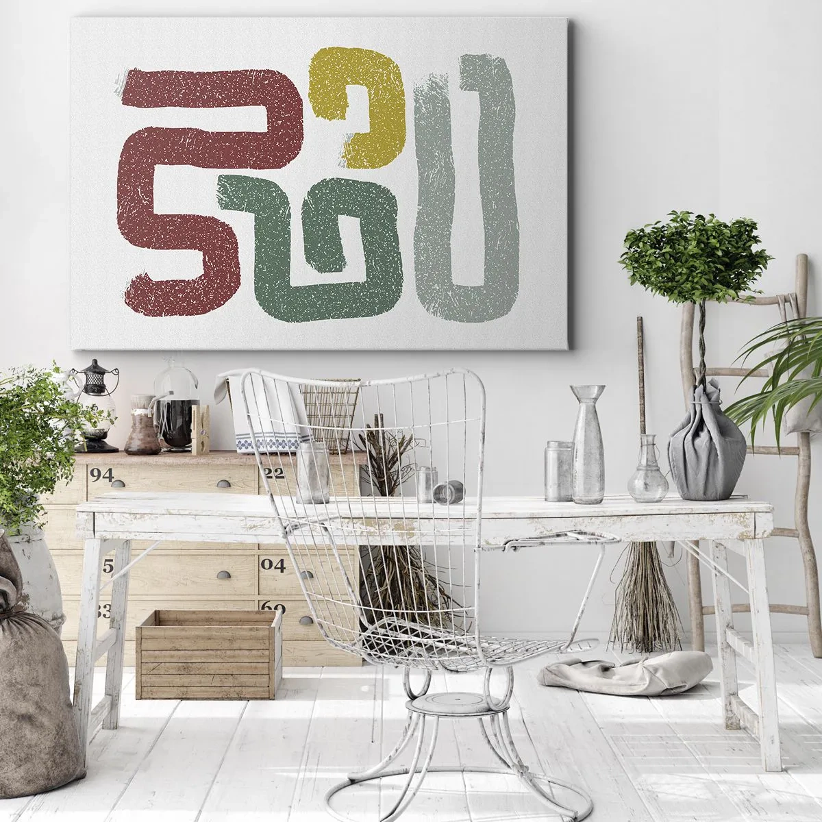 Impression sur toile - Image sur toile - Motifs géométriques colorés dans un style abstrait - 100x70cm - Dans une langue inconnue - Décoration murale moderne pour le salon et la chambre ARTTOR