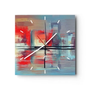 Horloge murale - Pendule murale - Une composition abstraite aux couleurs intenses, aux lignes et aux formes géométriques. - 30x30cm - Un paysage dans une dimension inconnue - Décoration murale moderne pour le salon et la chambre ARTTOR