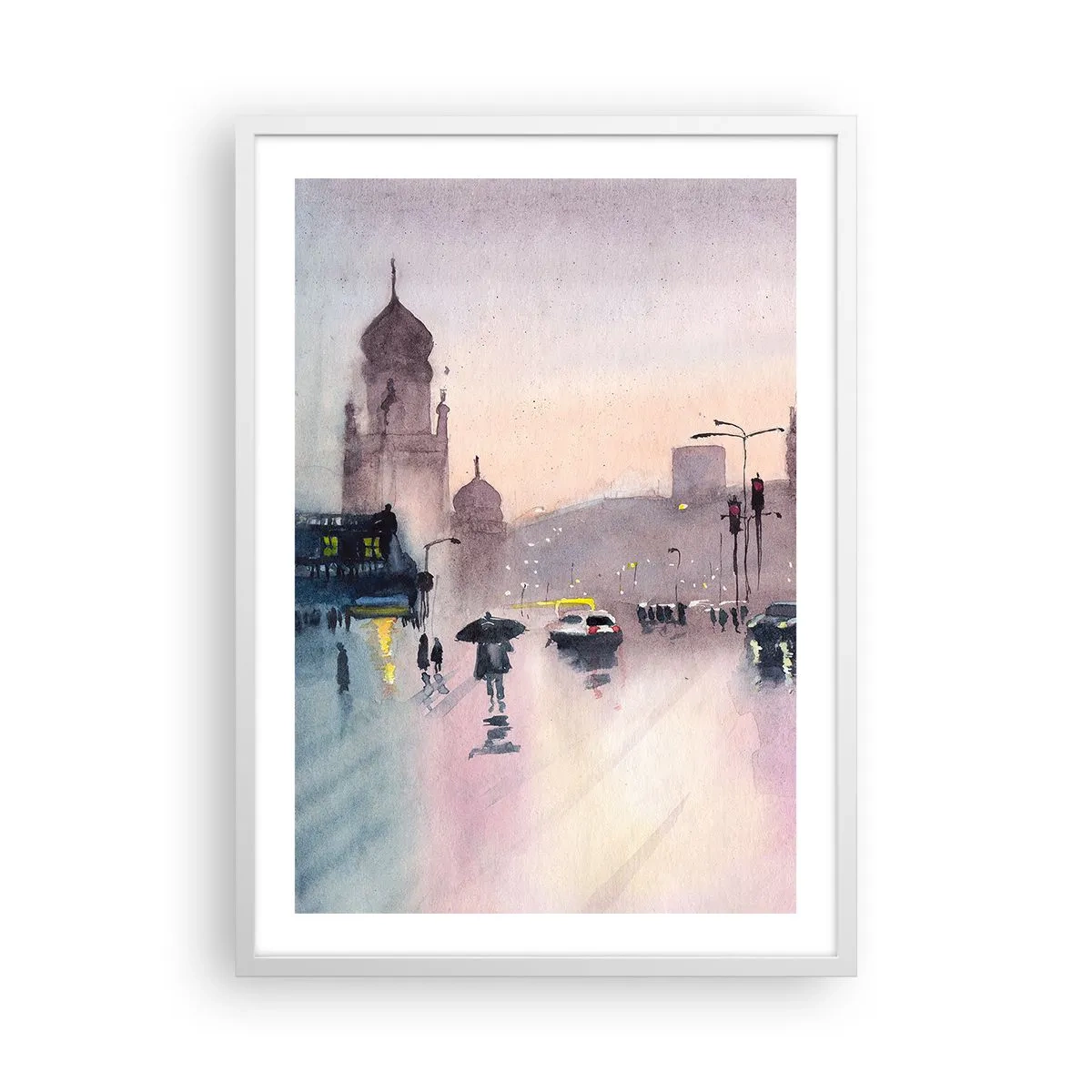 Affiche dans un cadre blanc - Poster - Dans une brume pluvieuse - 50x70 cm