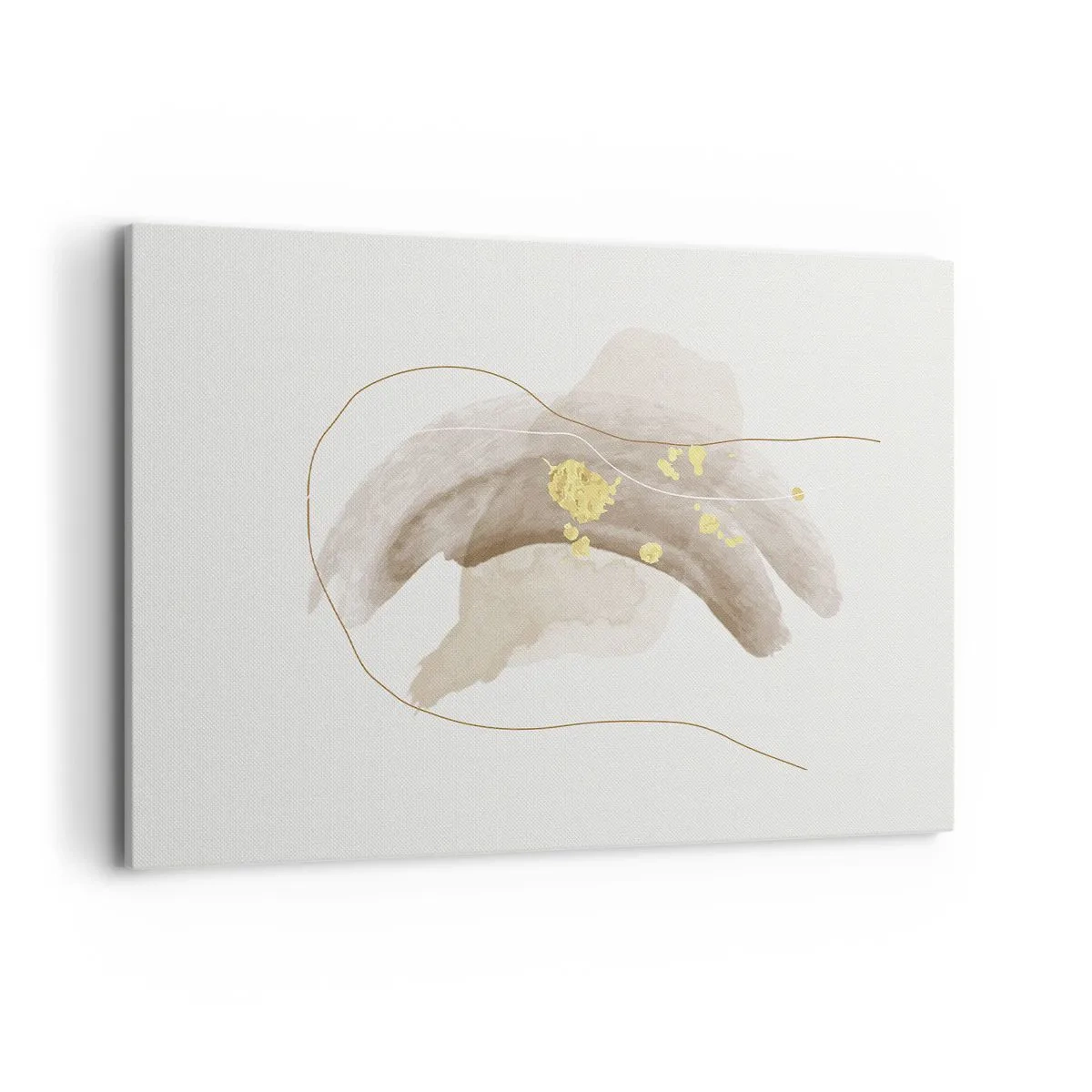 Impression sur toile - Image sur toile - Une composition abstraite dans les tons beige et or. - 100x70cm - rencontré dans l'espace - Décoration murale moderne pour le salon et la chambre ARTTOR