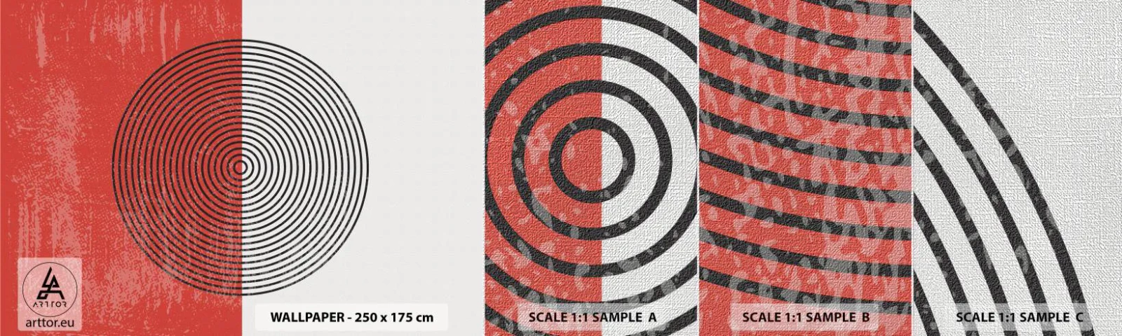 Échantillon de Papier Peint Premium Canvas - Dans le mille - Abstraction, Morceau, Graphique - 100x30 cm