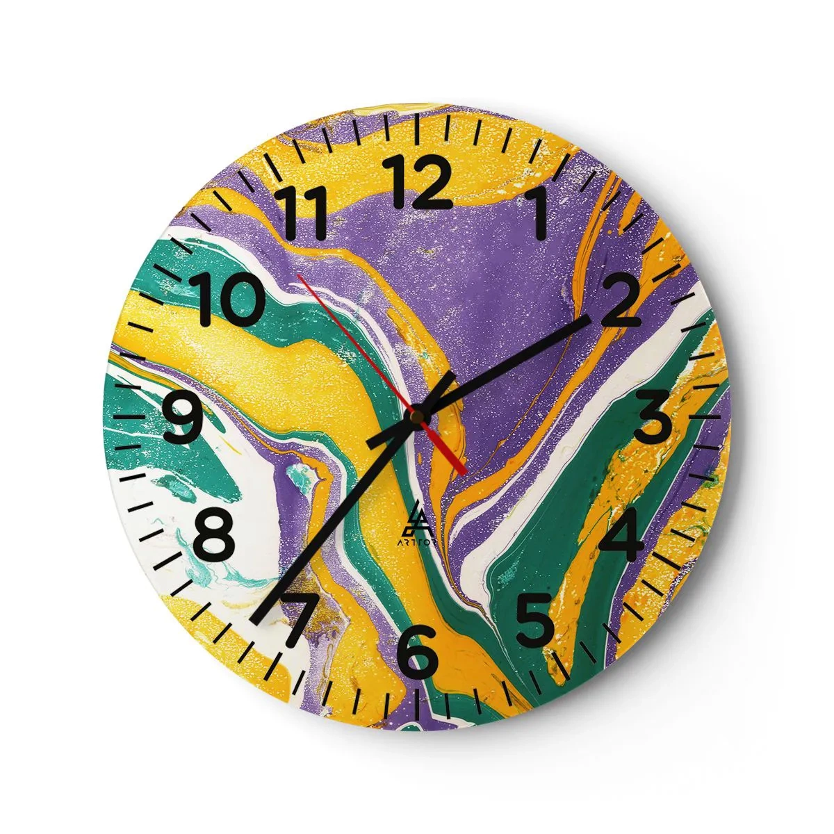 Horloge murale - Pendule murale - Ondes de couleur - 40x40 cm