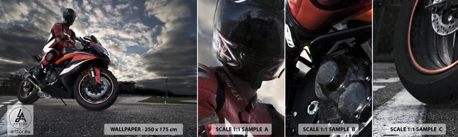 Échantillon De Papier Peint Standard Eco - Cavalier noir - Automobile, Moto, Course - 100x30 cm