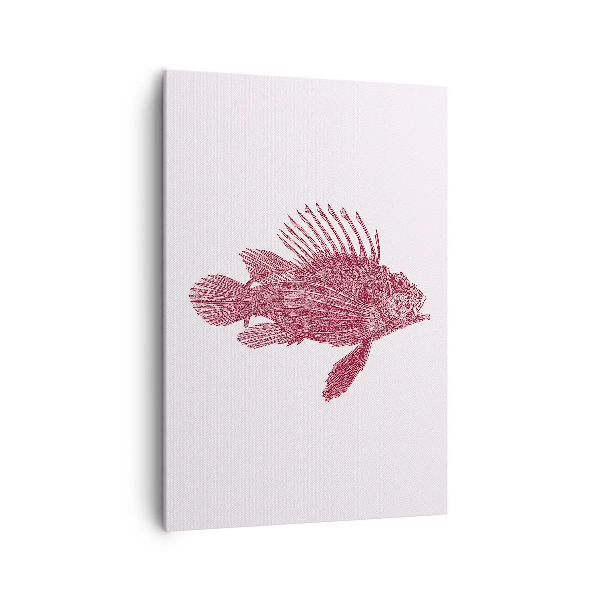 Impression sur toile - Image sur toile - Dessin d'un poisson dans une teinte rouge - 70x100cm - Un habitant des eaux exotiques - Décoration murale moderne pour le salon et la chambre ARTTOR