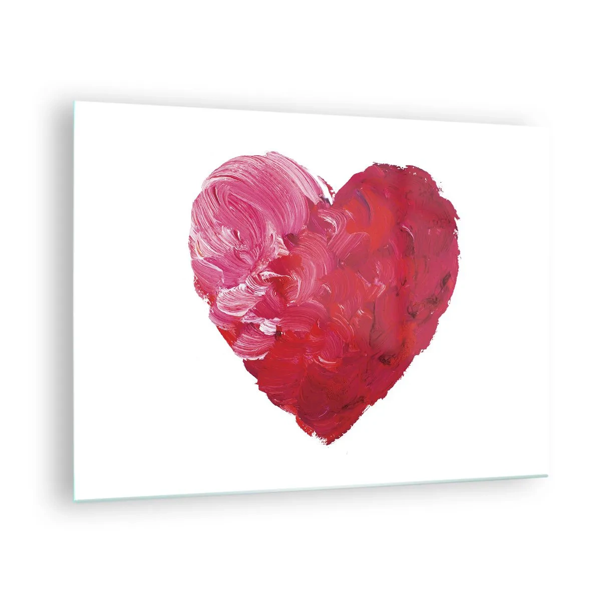 Impression sur verre - Image sur verre - Coeur abstrait peint avec des traits rouges - 70x50cm - All you need is love - Décoration murale moderne pour le salon et la chambre ARTTOR