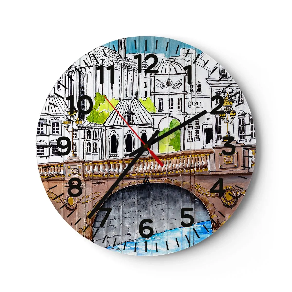 Horloge murale - Pendule murale - Une ville comme peinte - 40x40 cm