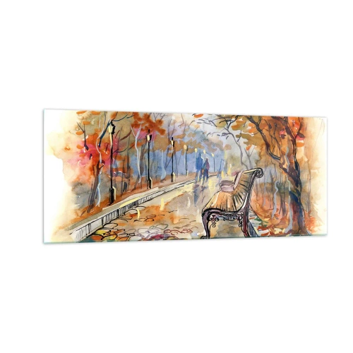 Impression sur verre - Image sur verre - Errer ensemble à l'automne - 100x40 cm