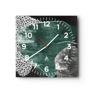 Horloge murale - Pendule murale - Abstraction colorée avec feuille d'or - 30x30 cm