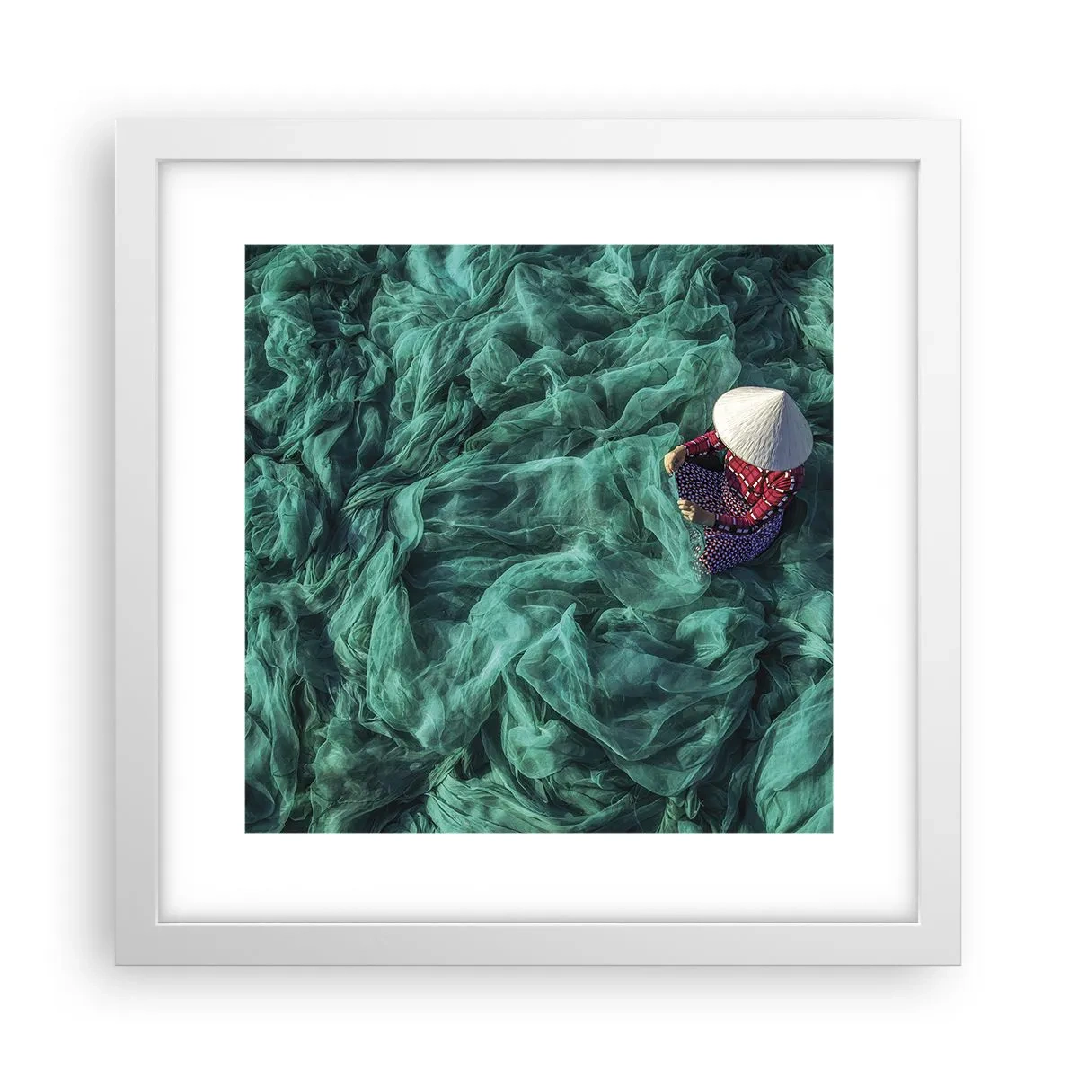 Affiche dans un cadre blanc - Poster - Dans une mer de filet - 30x30 cm