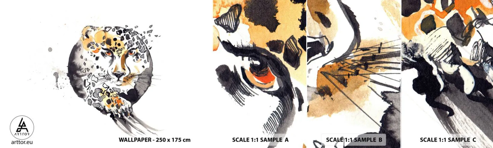 Échantillon de Papier Peint Autocollant Deluxe Sticker - Drapieżna uroda - Animaux, Panthère, Nature - 100x30 cm