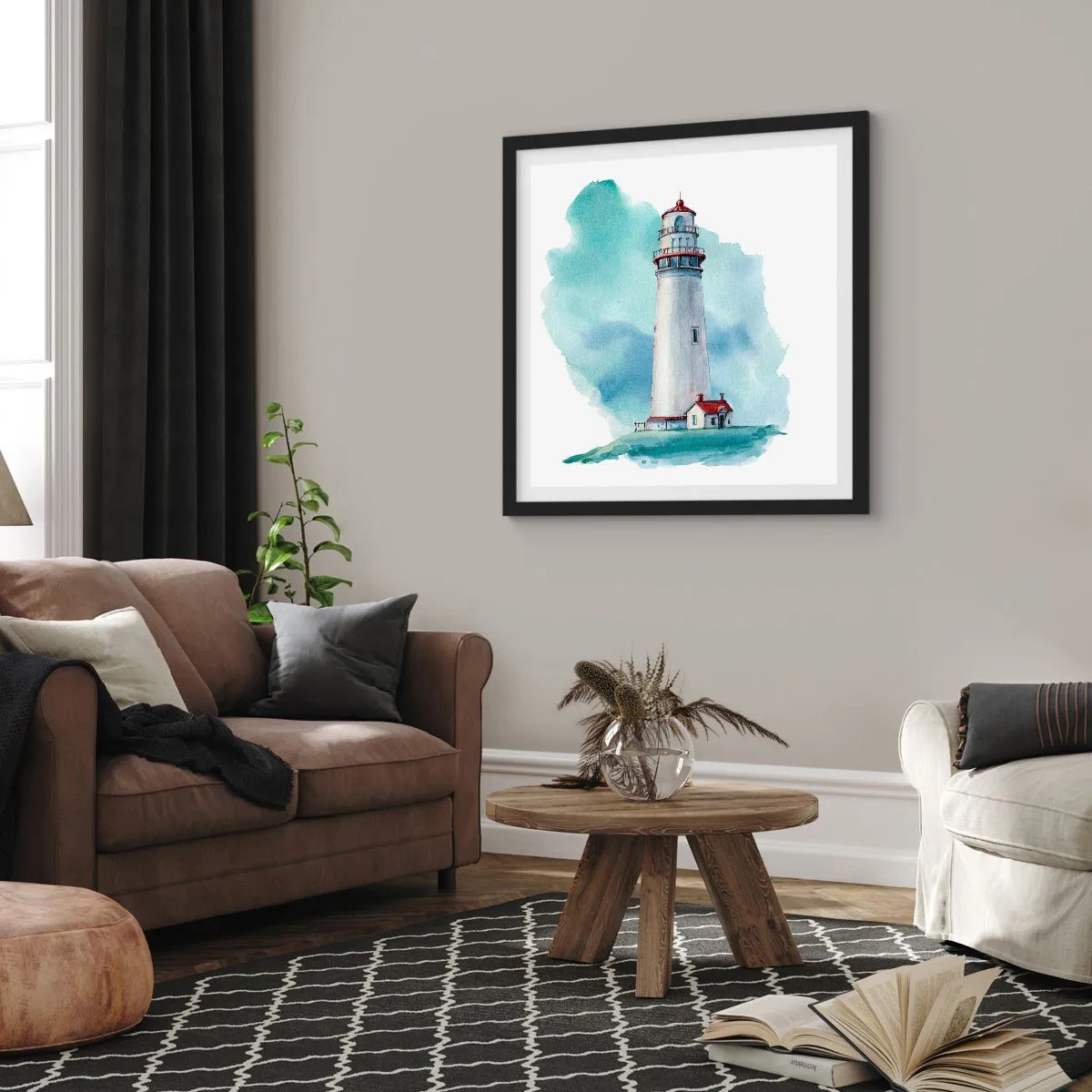 Affiche dans un cadre noir - Poster - La douce sœur du bleu - 50x50 cm