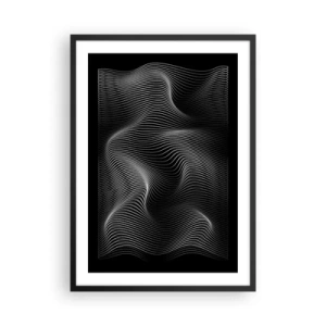 Affiche dans un cadre noir - Poster - Vagues minimalistes en noir et blanc - 50x70cm - Danse de lumière dans l'espace - Décoration murale moderne pour le salon et la chambre ARTTOR
