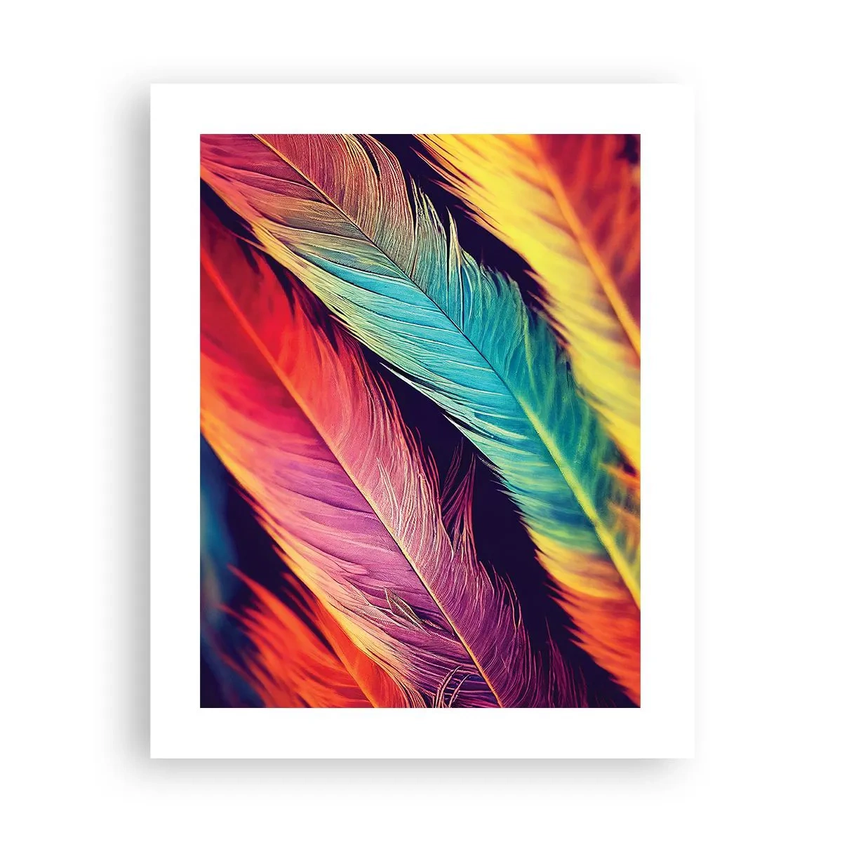Affiche - Poster - Arc-en-ciel de plumes - 40x50 cm