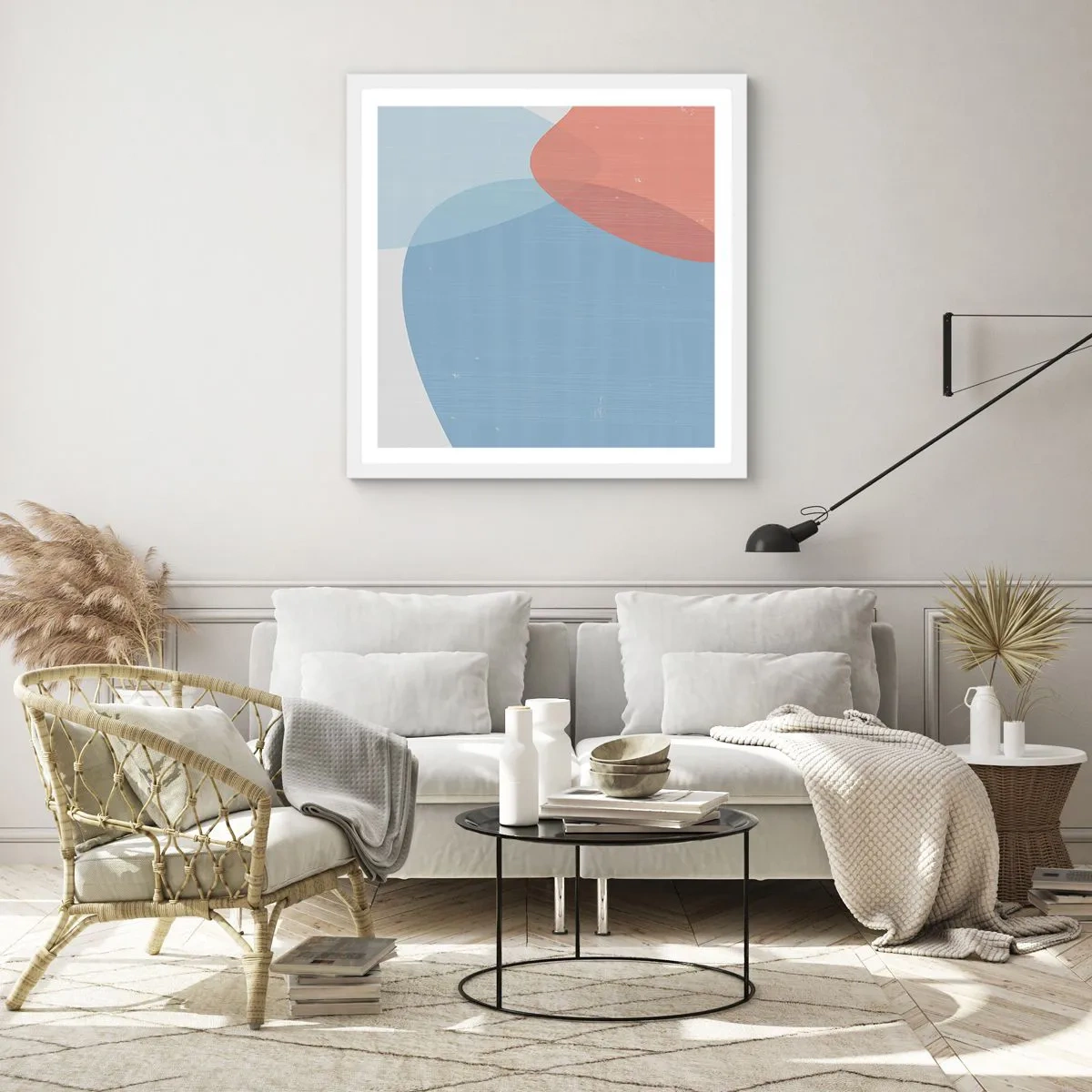 Affiche dans un cadre blanc - Poster - Relations pastel - 60x60 cm