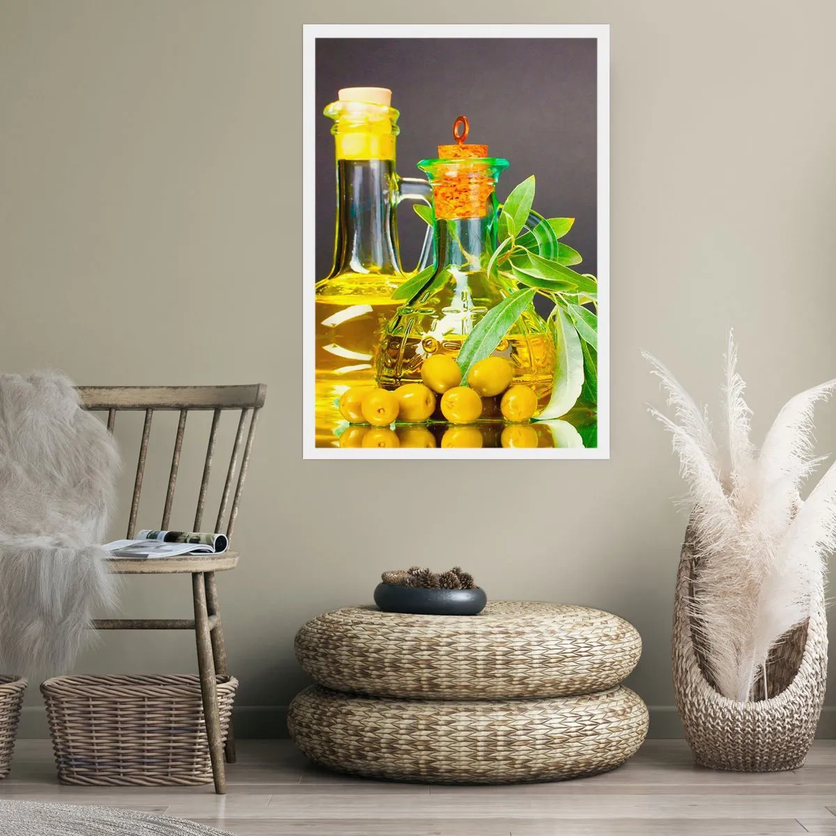 Affiche - Poster - Nature morte aux olives et à l'huile d'olive - 61x91 cm