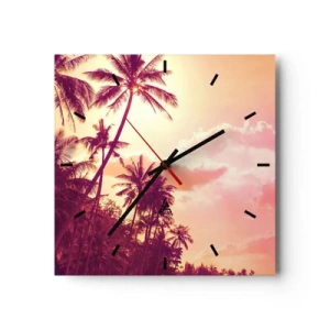 Horloge murale - Pendule murale - Palmiers illuminés par le soleil couchant dans un ciel tropical - 30x30cm - Tu dois choisir - Décoration murale moderne pour le salon et la chambre ARTTOR