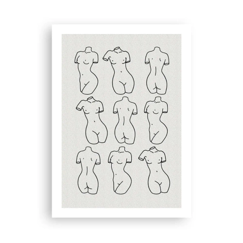 Affiche - Poster - Une illustration minimaliste de silhouettes féminines aux contours noirs. - 50x70cm - Seulement Vénus - Décoration murale moderne pour le salon et la chambre ARTTOR