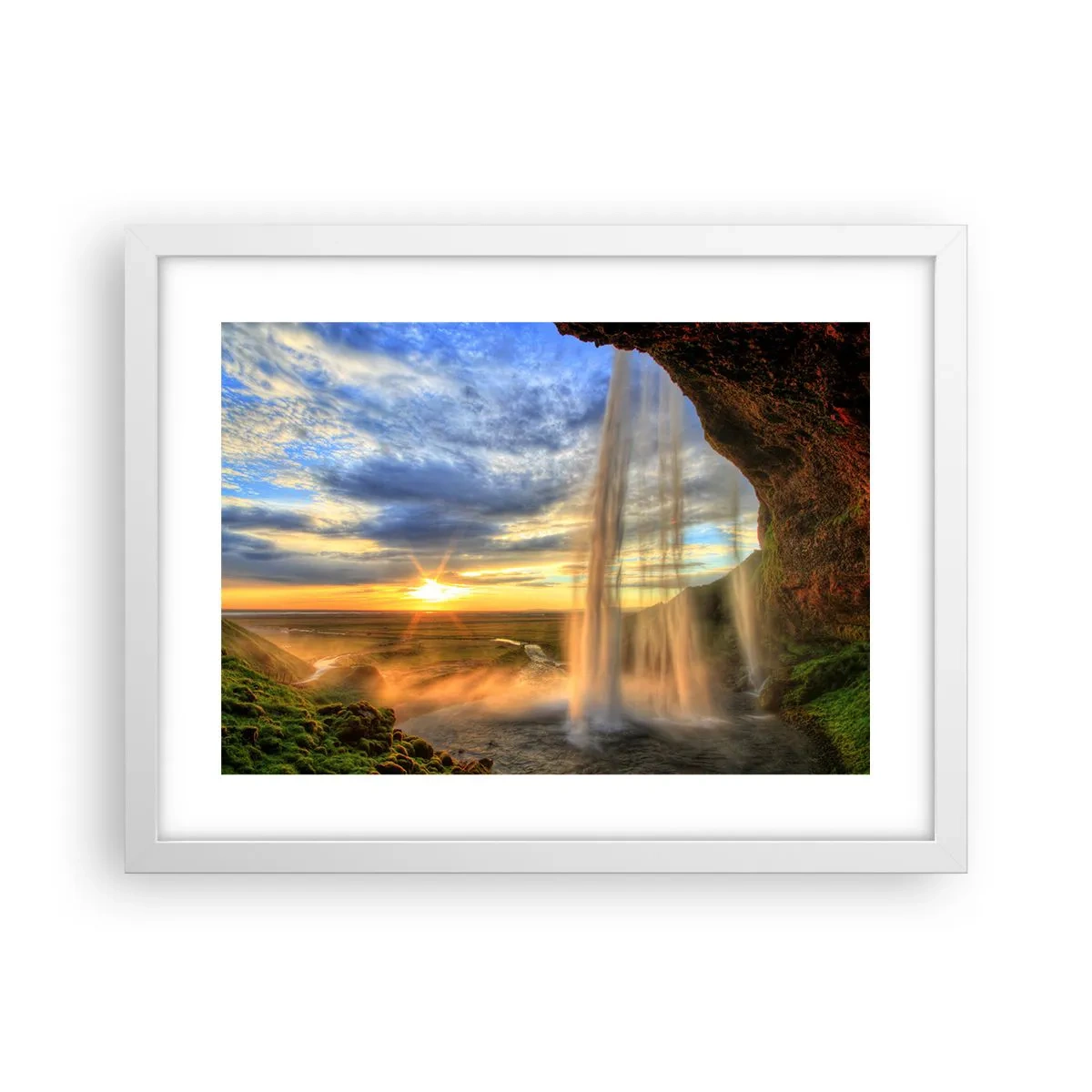 Affiche dans un cadre blanc - Poster - Le monde derrière un voile de gouttes - 40x30 cm