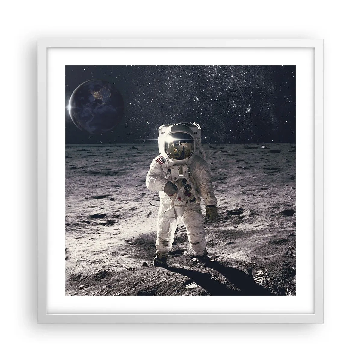 Affiche dans un cadre blanc - Poster - Salutations de la lune - 50x50 cm