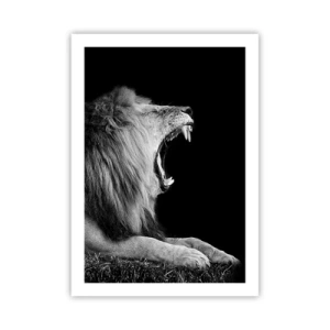 Affiche - Poster - Un lion rugissant en monochrome - 50x70cm - Sans aucun doute - Décoration murale moderne pour le salon et la chambre ARTTOR