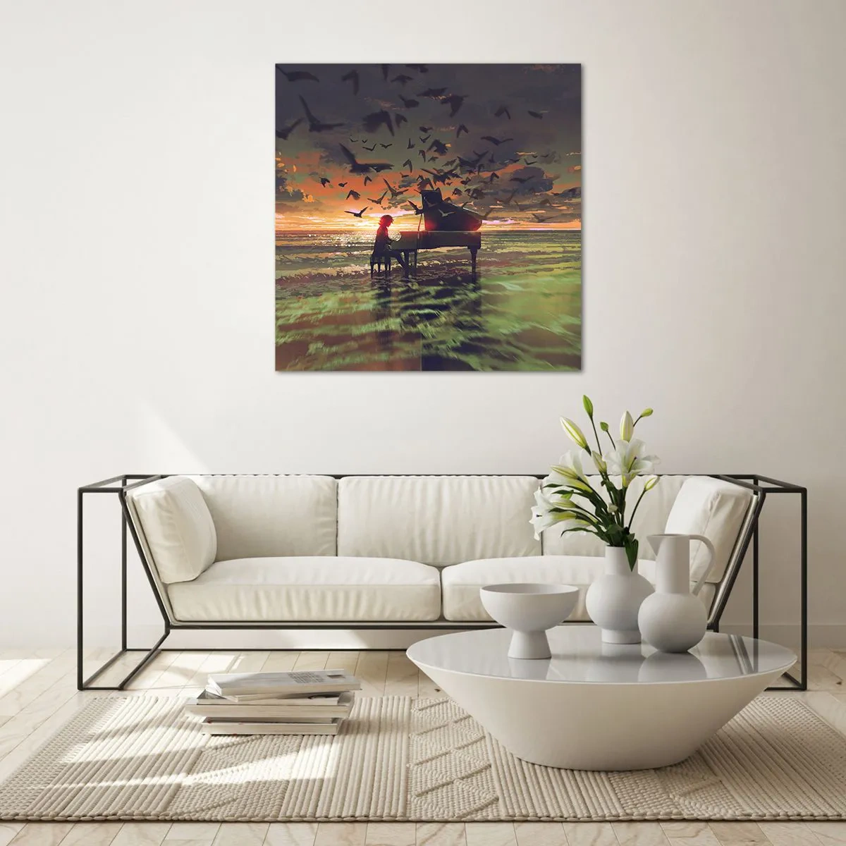 Impression sur verre - Image sur verre - Concert pour piano et vagues - 70x70 cm