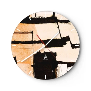 Horloge murale - Pendule murale - Composition géométrique abstraite en beige et noir - 30x30cm - De l’ordre malgré tout - Décoration murale moderne pour le salon, la cuisine et la chambre ARTTOR