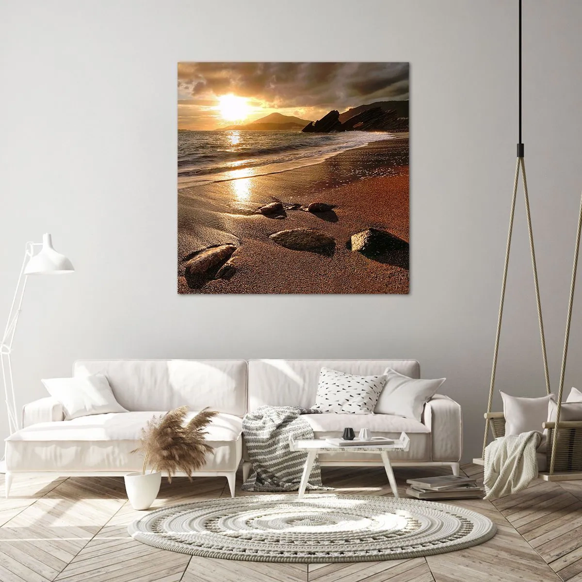 Impression sur toile - Image sur toile - Suivez le soleil sur les collines - 70x70 cm
