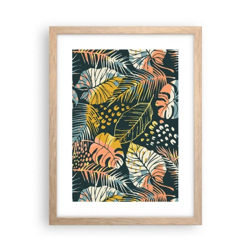 Affiche dans un chêne clair - Poster - Fantaisie feuillue - 30x40 cm