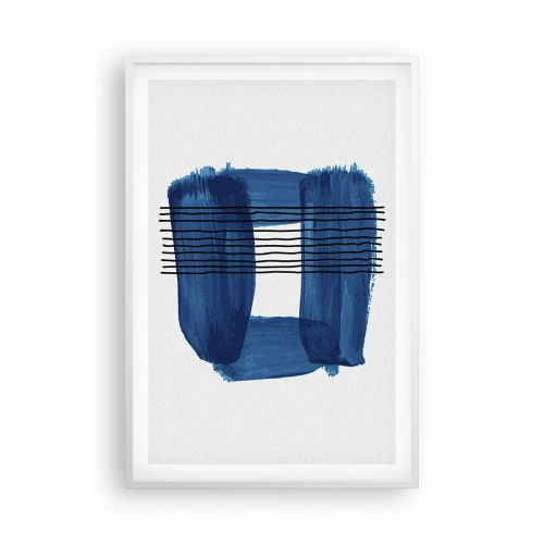 Affiche dans un cadre blanc - Poster - Composition noire-bleue - 61x91 cm