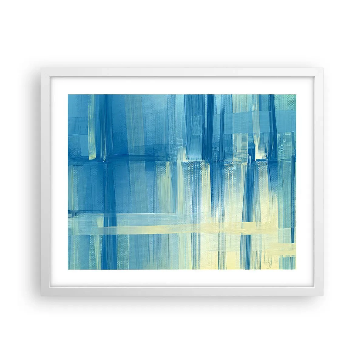 Affiche dans un cadre blanc - Poster - Composition en turquoise - 50x40 cm