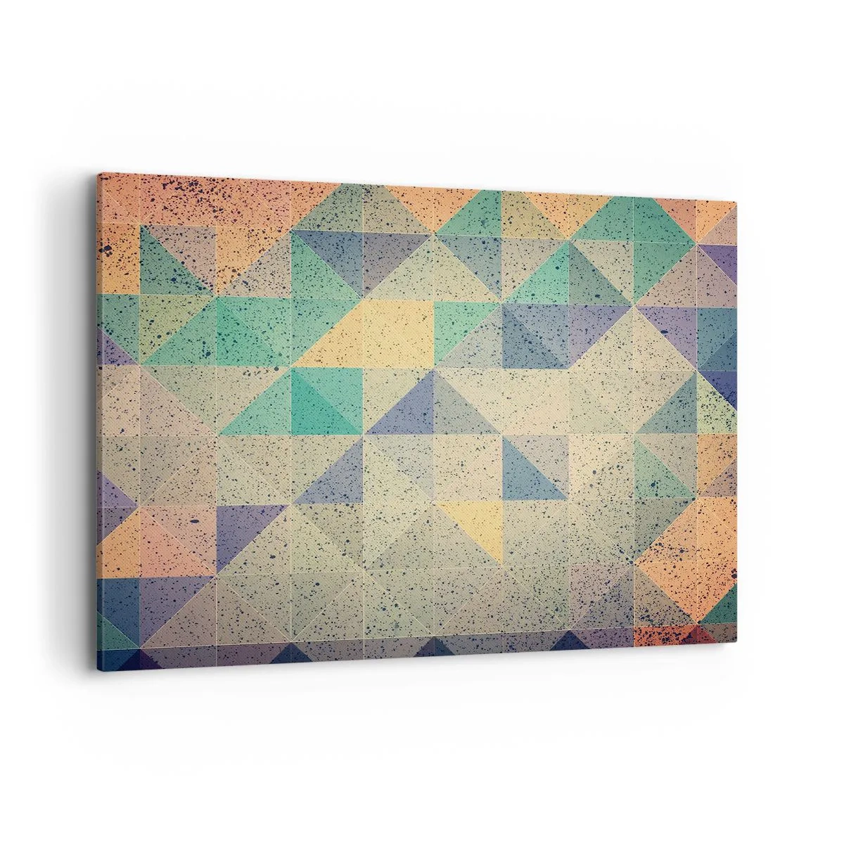 Impression sur toile - Image sur toile - Une composition colorée de triangles géométriques dans des tons pastel. - 100x70cm - République des triangles - Décoration murale moderne pour le salon et la chambre ARTTOR