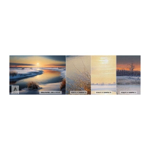 Échantillon de Papier Peint Premium Canvas - Coucher de soleil d'hiver - Hiver, Rivière, Paysage - 100x30 cm
