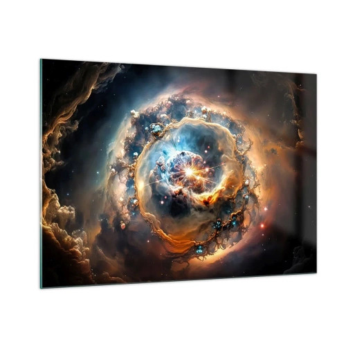 Impression sur verre - Image sur verre - Une explosion cosmique au centre d'un vortex galactique - 100x70cm - Le début - Décoration murale moderne pour le salon et la chambre ARTTOR