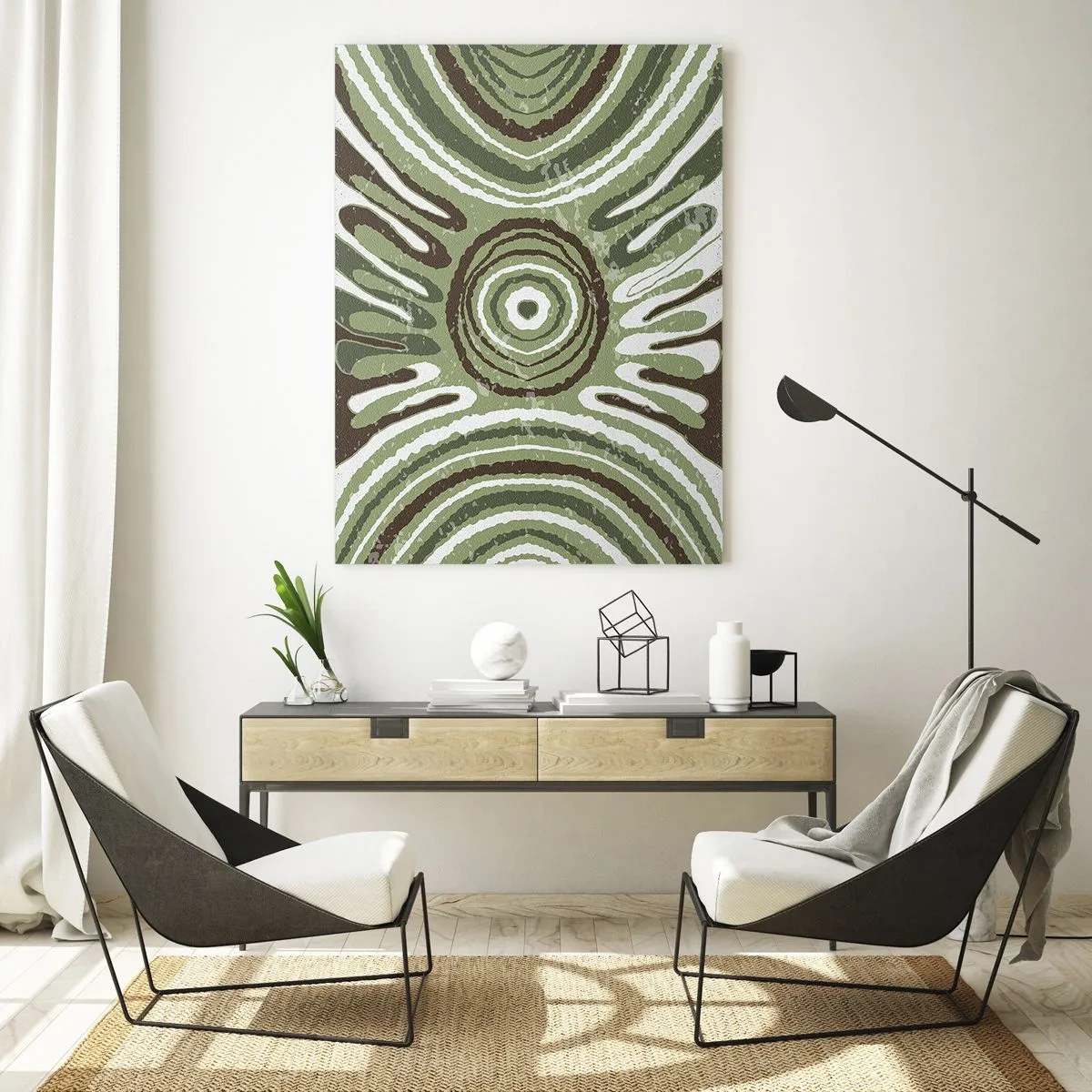 Impression sur verre - Image sur verre - Motifs abstraits dans les tons de vert et de marron - 80x120cm - Une explosion d'émotions - Décoration murale moderne pour le salon et la chambre ARTTOR