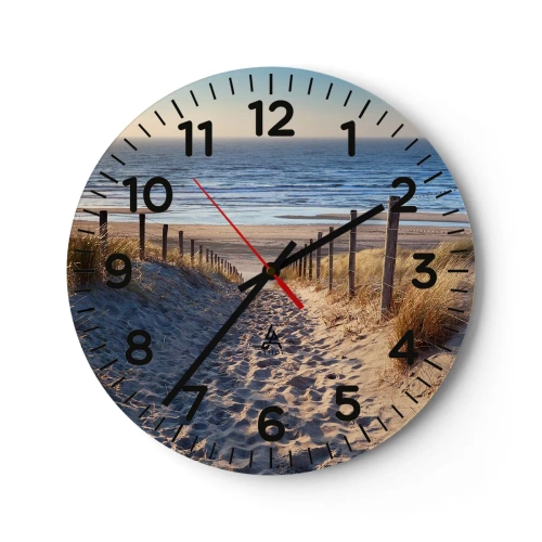 Horloge murale - Pendule murale - Le bruit de la mer, le chant des oiseaux, une plage sauvage parmi les herbes… - 30x30 cm