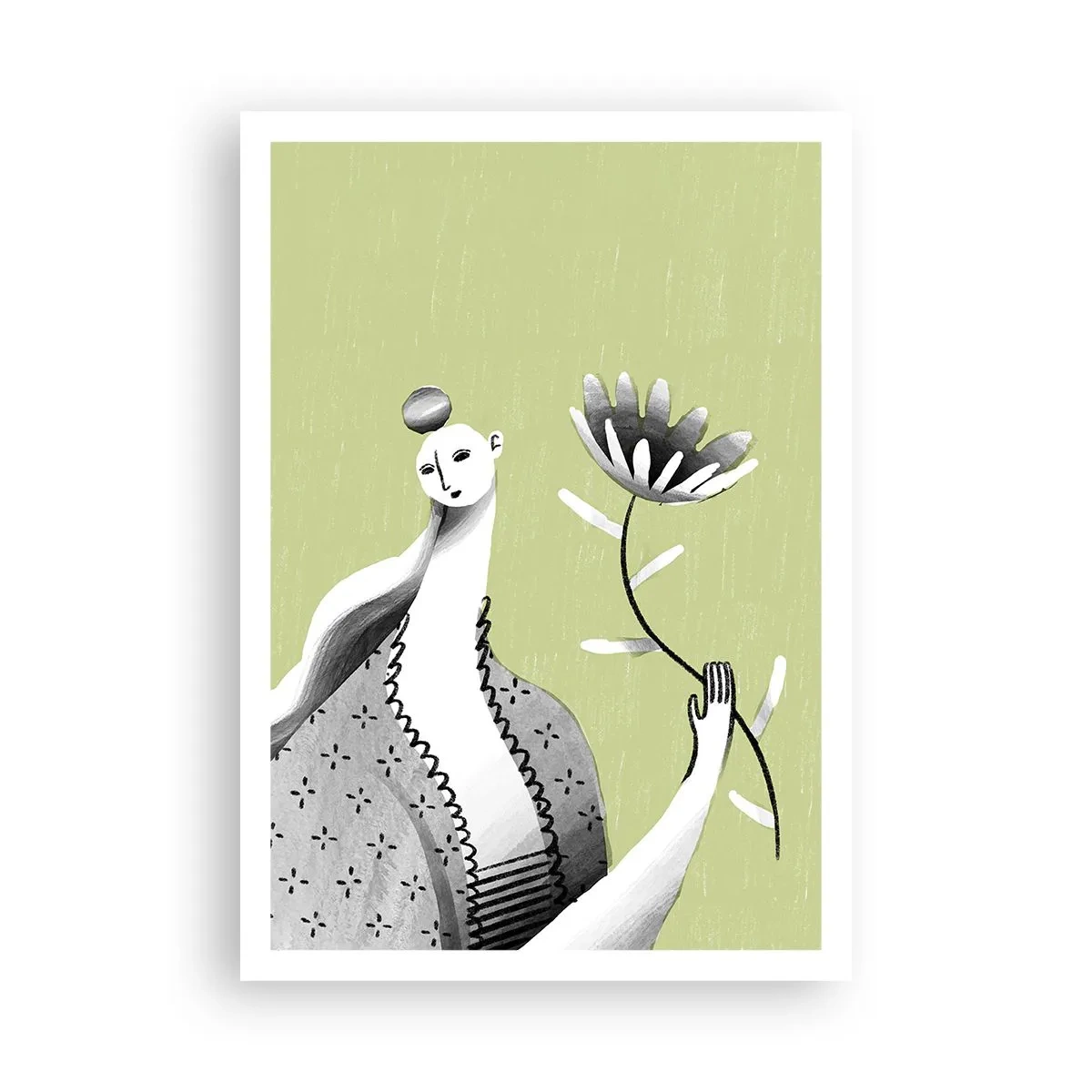 Affiche - Poster - Portrait moderniste – tenant une fleur - 70x100 cm