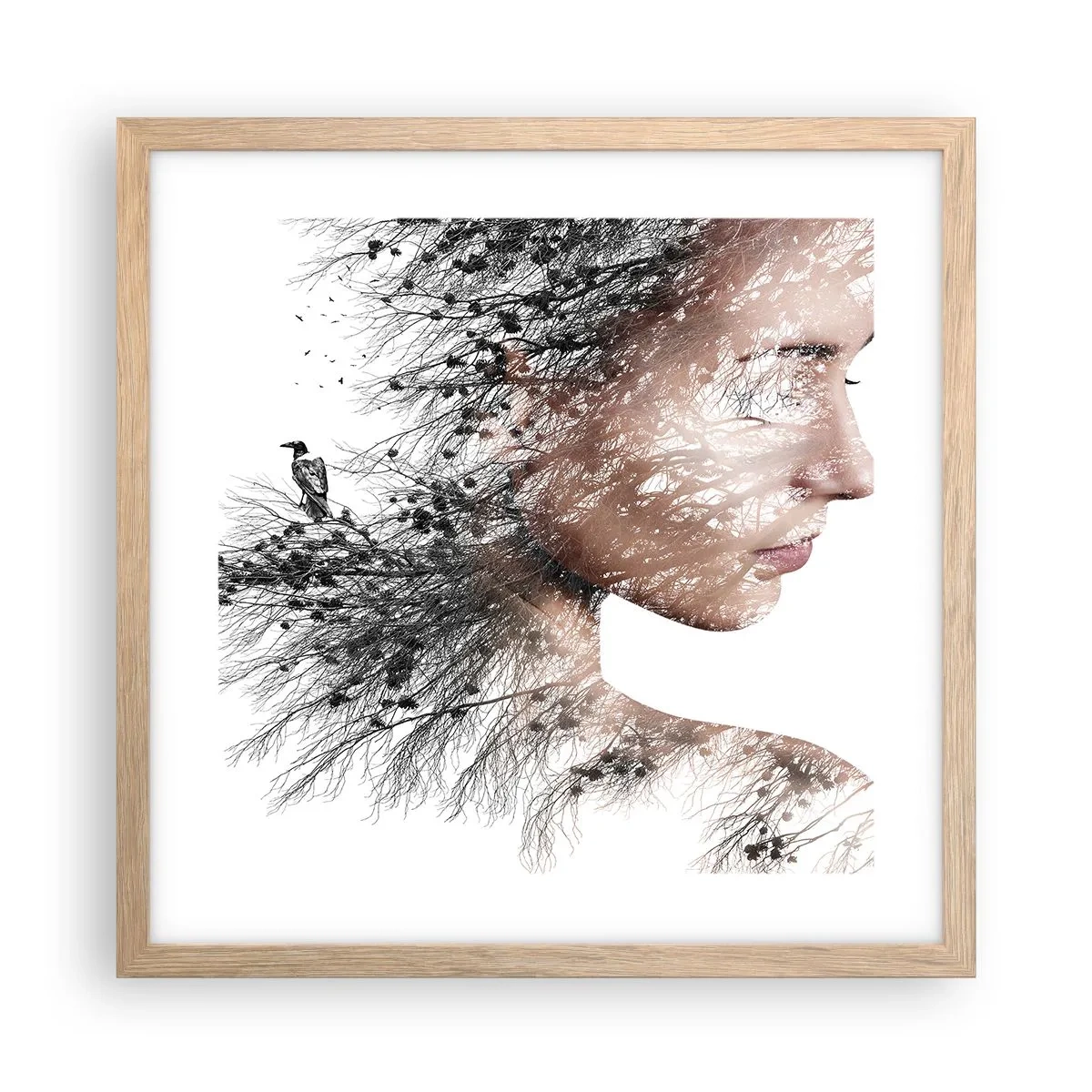 Affiche dans un chêne clair - Poster - L'âme de la forêt - 40x40 cm