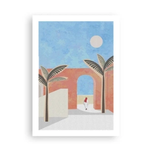 Affiche - Poster - Paysage minimaliste avec des palmiers et une arche - 50x70cm - Journée arabe - Décoration murale moderne pour le salon et la chambre ARTTOR