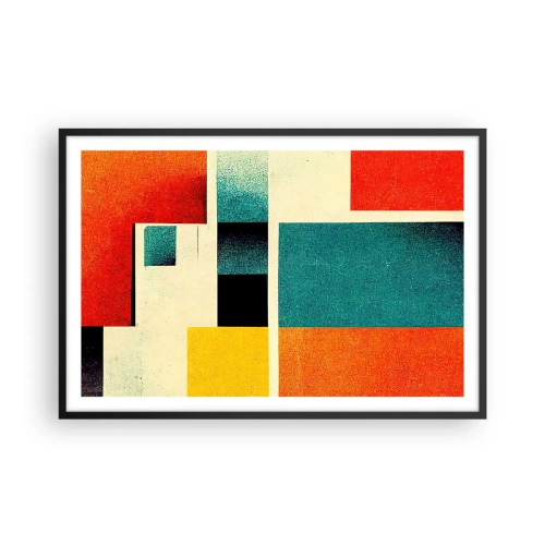 Affiche dans un cadre noir - Poster - Abstraction géométrique – bonne énergie - 91x61 cm