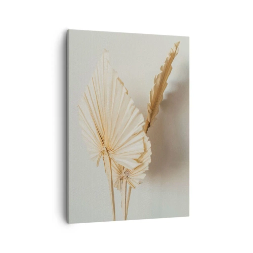 Impression sur toile - Image sur toile - Feuilles de palmier séchées dans un arrangement minimaliste - 50x70cm - Quand tu dois t’apaiser - Décoration murale moderne pour le salon et la chambre ARTTOR