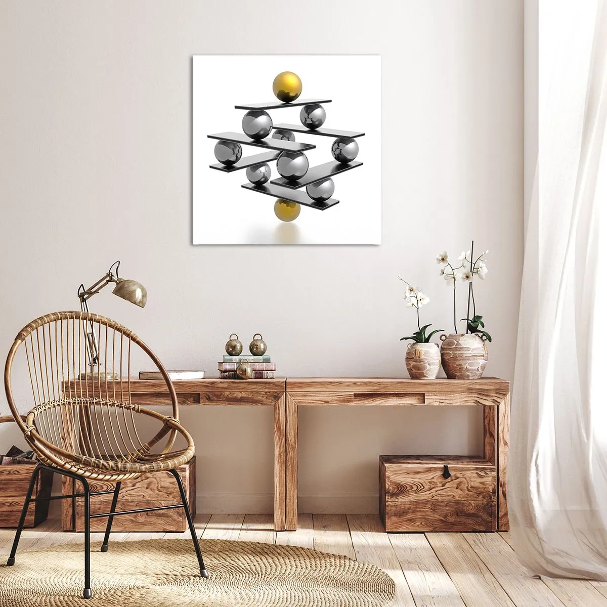 Impression sur toile - Image sur toile - Balance d'or et d'argent - 40x40 cm