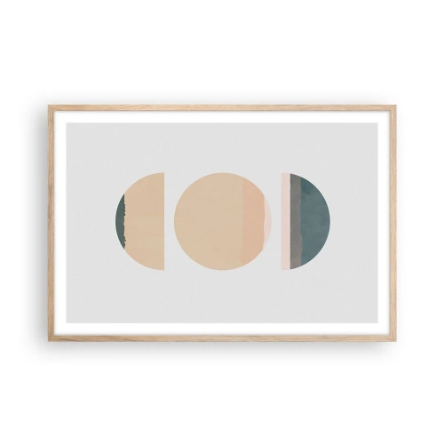 Affiche dans un chêne clair - Poster - Cercles après cercles - 91x61 cm