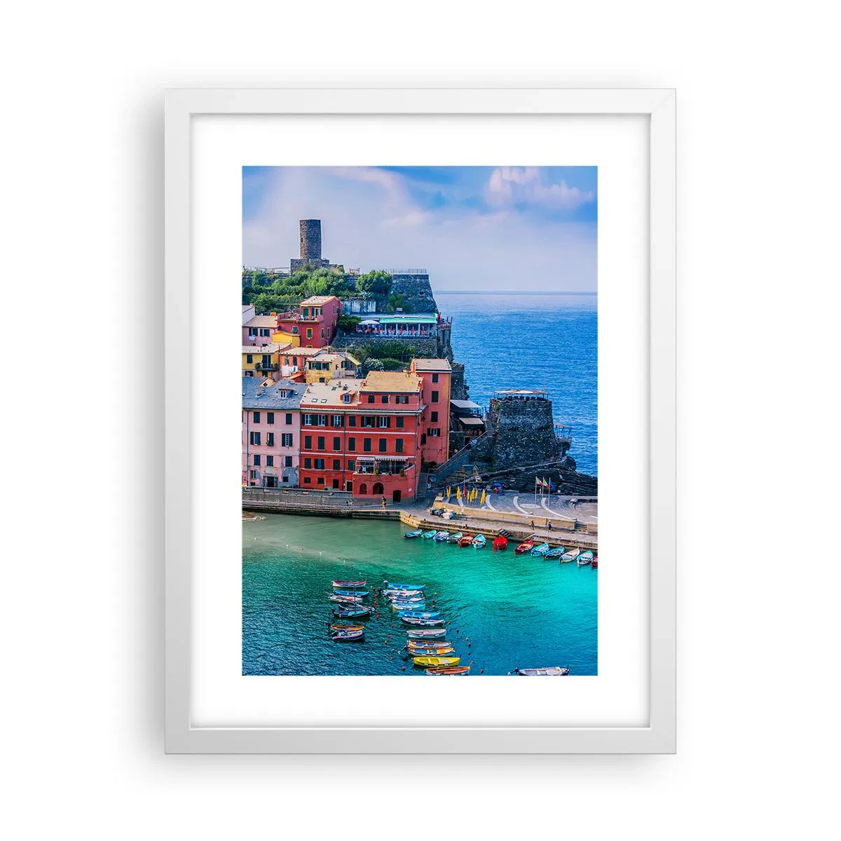 Affiche dans un cadre blanc - Poster - Petite ville magique de méditerranée - 30x40 cm