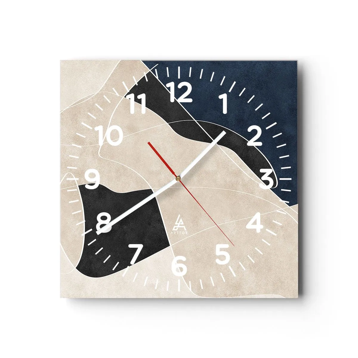 Horloge murale - Pendule murale - Composition abstraite - contraste de couleurs - 30x30 cm