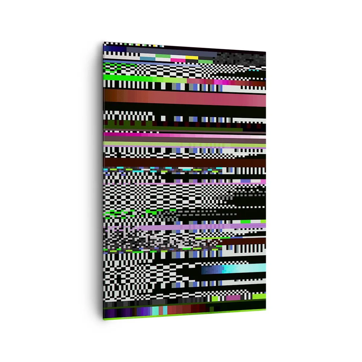 Impression sur toile - Image sur toile - Lignes et pixels colorés dans un style abstrait - 80x120cm - L'image de contrôle de la réalité - Décoration murale moderne pour le salon et la chambre ARTTOR