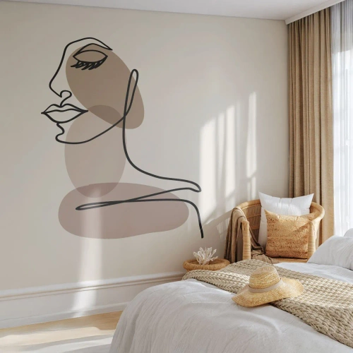 Papier Peint Photo Premium Sand - S'écouter - Abstraction, Visage de femme, Graphique - 150x105 cm