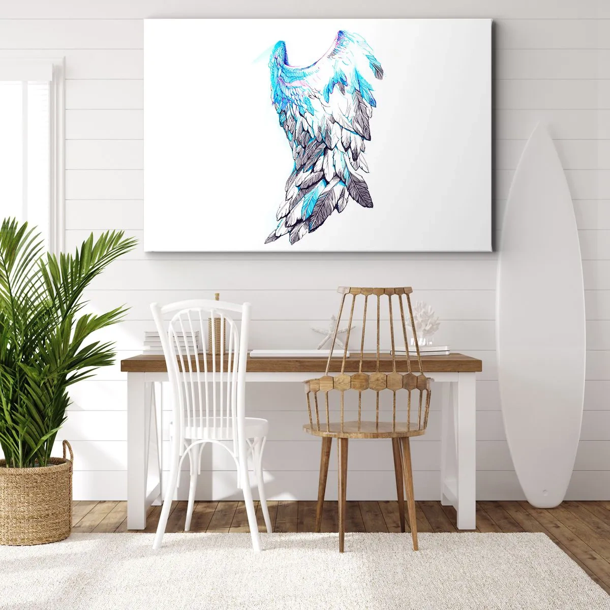 Impression sur toile - Image sur toile - Ailes d'ange délicates aux tons pastel - 120x80cm - j'ai besoin d'ailes - Décoration murale moderne pour le salon et la chambre ARTTOR