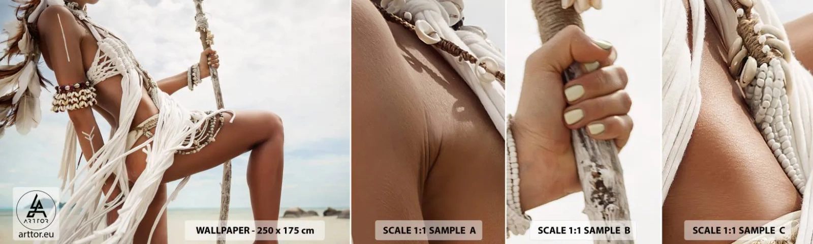 Échantillon De Papier Peint Standard Eco - Prêtresse du soleil - Femme, Bohème, Ancien - 100x30 cm