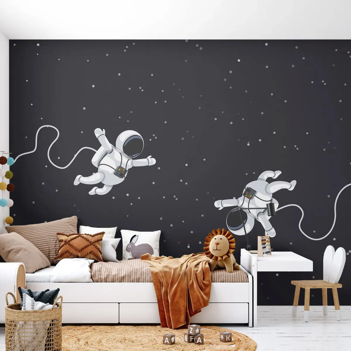 Papier Peint Photo Premium Sand - Deux astronautes flottant dans l'espace - 100x70cm - Sortie cosmique - Décoration murale moderne pour le salon et la chambre ARTTOR