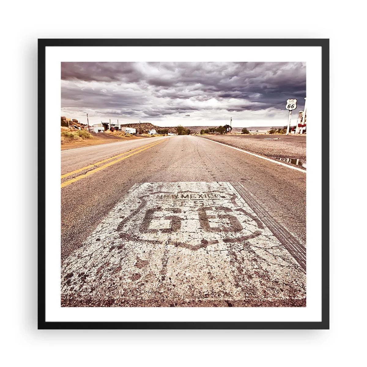 Affiche dans un cadre noir - Poster - Mother Road - une légende américaine - 60x60 cm